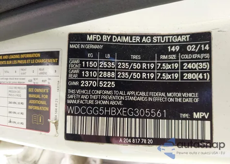 2014 Mercedes-Benz Glk 350 z USA, uszkodzony, nr VIN WDCGG5HBXEG305561